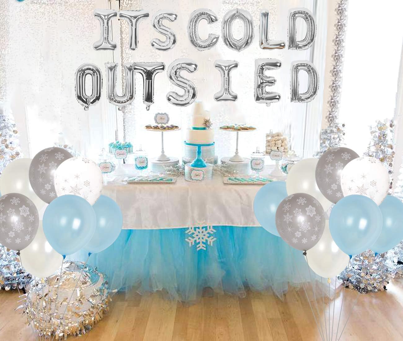 Baby It’s Cold Outside Party Decorations Baby It’s Cold Outside Balloons Blue Snowflake Balloons, Garland for Winter Onderland BabyShower, Christmas, Birthday Party Supplies