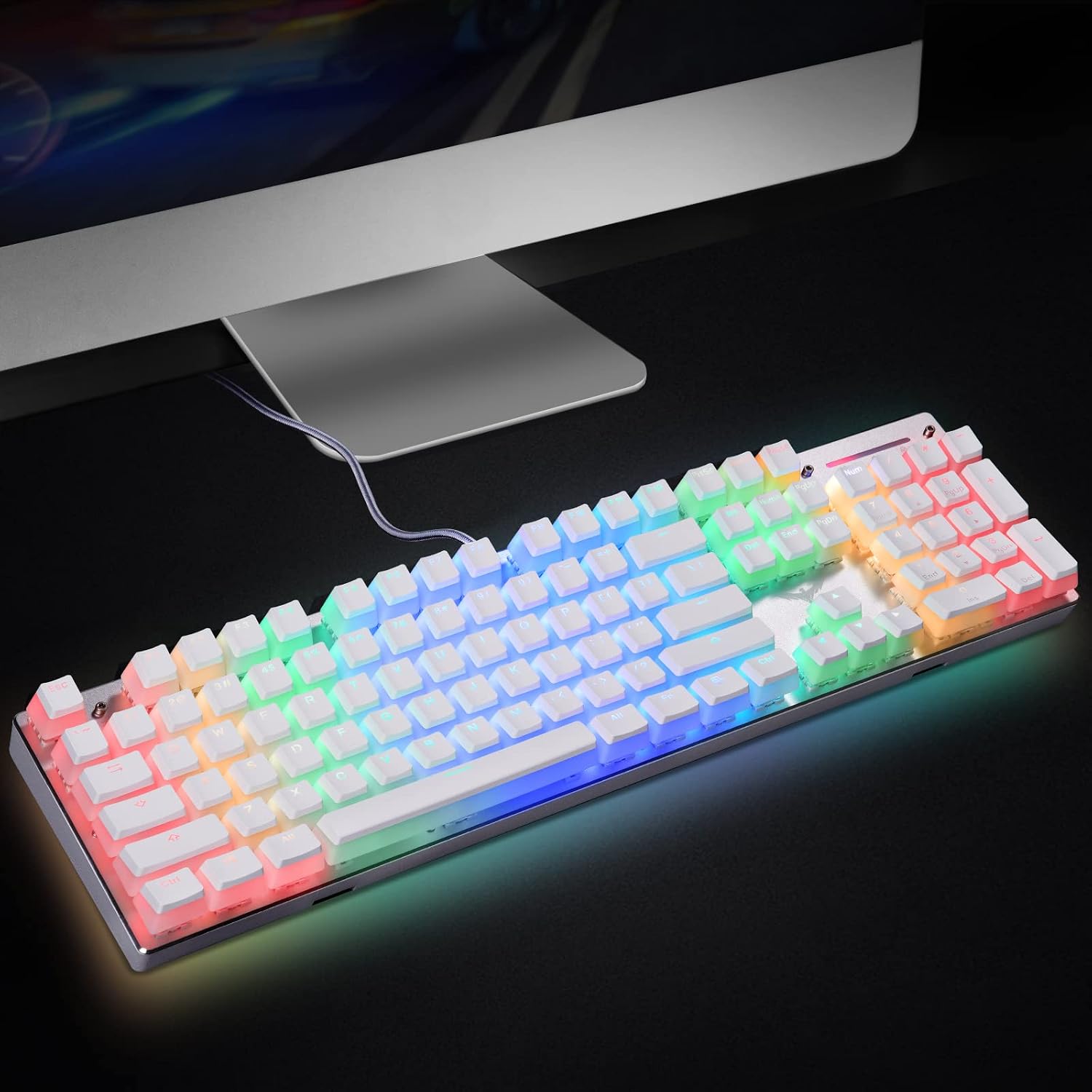 havit Pudding Keycaps Backlit PBT Keycap Translucent Key Caps for Custom RGB Mechanical Keyboard US Layout(White)