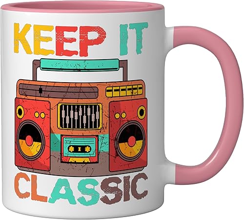 Miniatura 2 de Keep It Classic Radio 80s 90s Retro Vintage Cassette Player Ceramic Mug, PinkWhite