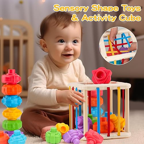 Miniatura 2 de Montessori - Juguete para bebés de 6, 12 y 18 meses, caja de pañuelos de juguete para mordedor, juguete de cangrejo, juguetes sensoriales para