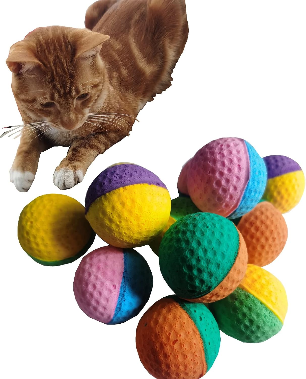 GINFH Cat Foam Ball Cat Sponge Ball Toy Cat Soccer Ball Toy (Two Color pet Ball)