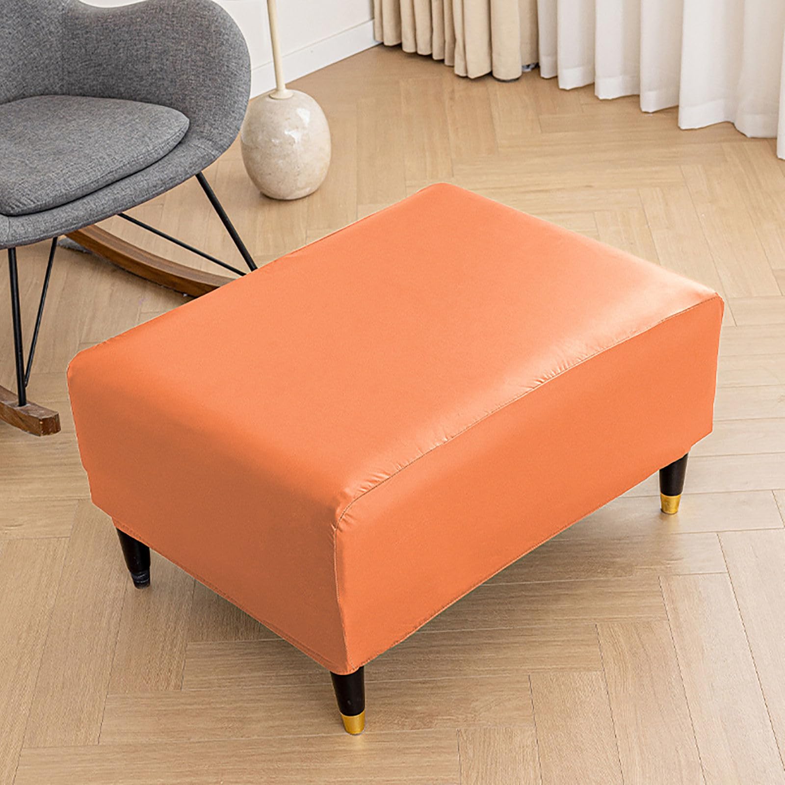Funda otomana impermeable de piel sintética elástica suave para reposapiés, funda extraíble y plegable con parte inferior elástica para otomanas de 90 a 100 cm