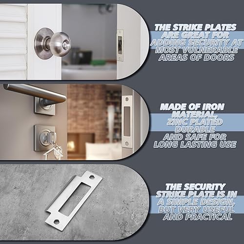 Miniatura 2 de Tandefio 4 piezas 4-78 pulgadas placa universal de huelga de puerta en T placa de huelga de puerta placa de bloqueo placa trasera de puerta con