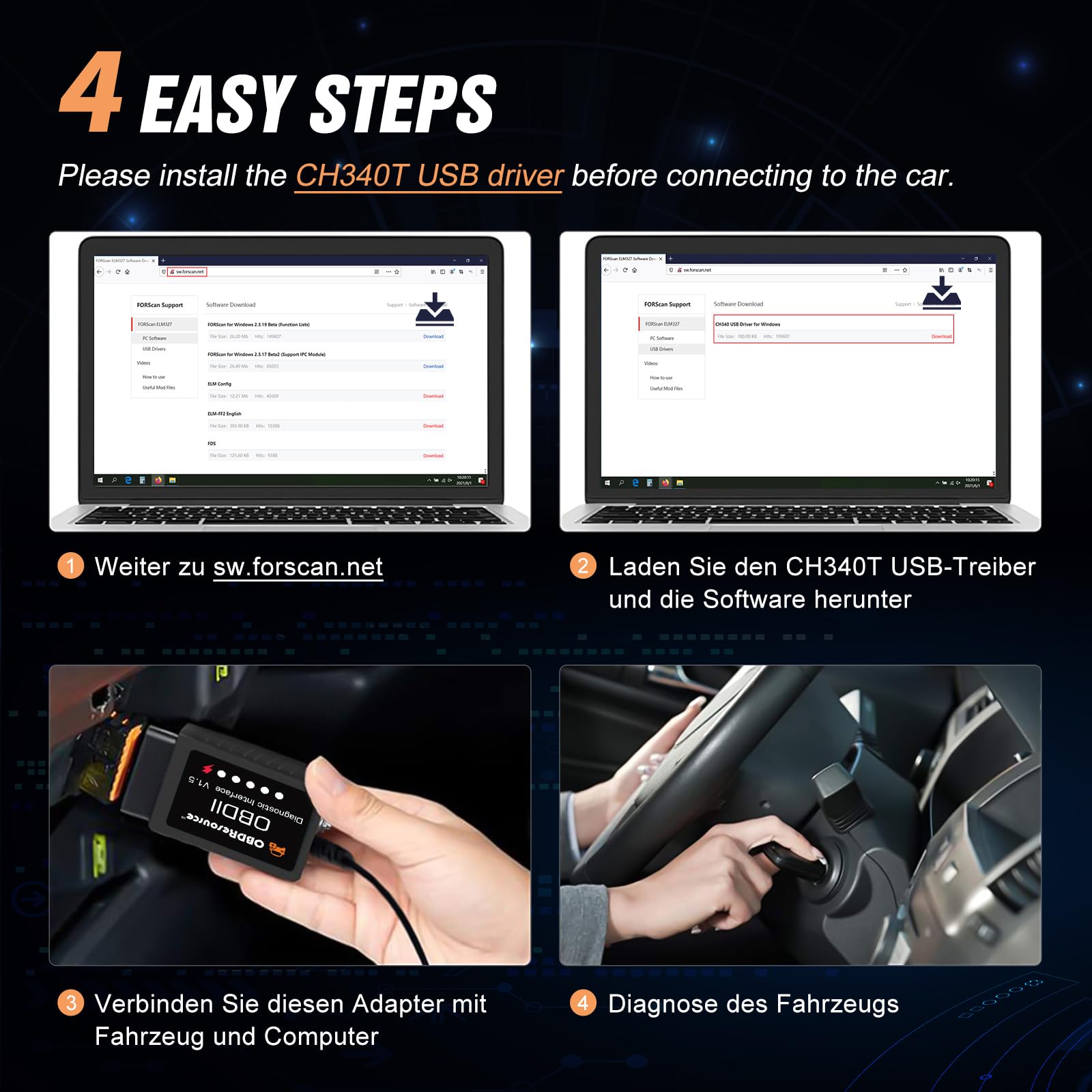 FORScan Adapter OBD2, urządzenie diagnostyczne OBD2, narzędzie diagnostyczne do wszystkich samochodów z przełącznikiem Ms-Can Hs-Can do diagnozowania samochodów osobowych i lekkich, odczytywacze kodów