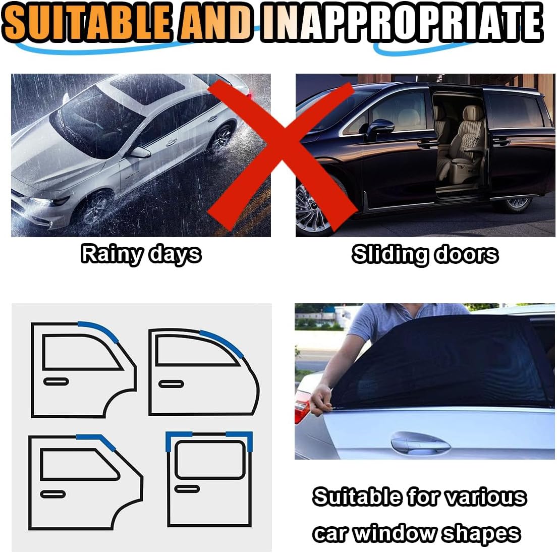 Smilfuy 2 Pack Window Shades for Baby, Breathable Mesh Sun Shades Stretch Window Covers, UV Rays, Heat & Bugs Protection Back Window Screen Net for SUV, Camping (Small 30"x21")
