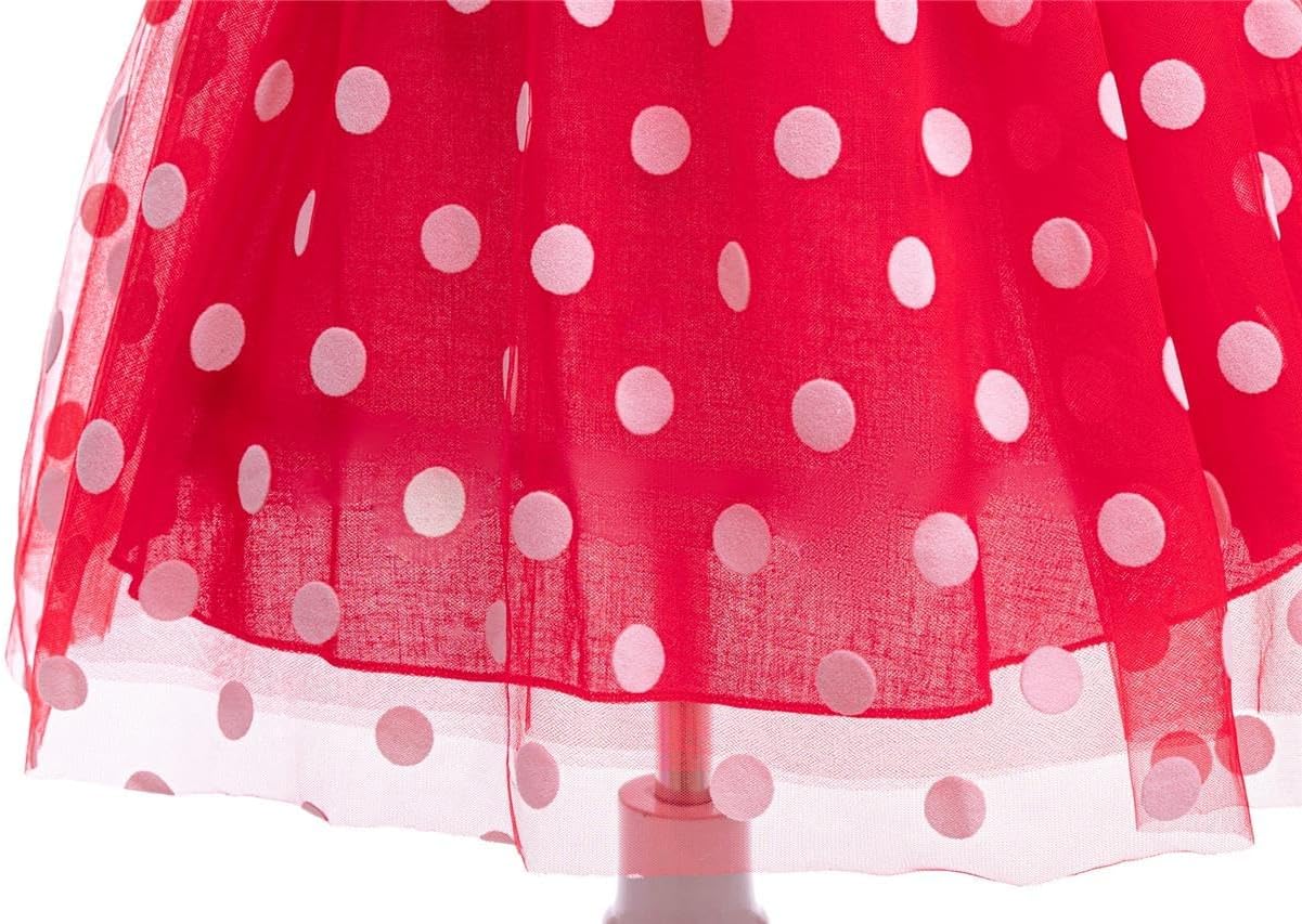Dressy Daisy Baby Girl Polka Dots Fancy Dress Up Costume Birthday Party Tulle Dresses with Headband Pink/Red/Purple/Hot Pink - Image 6