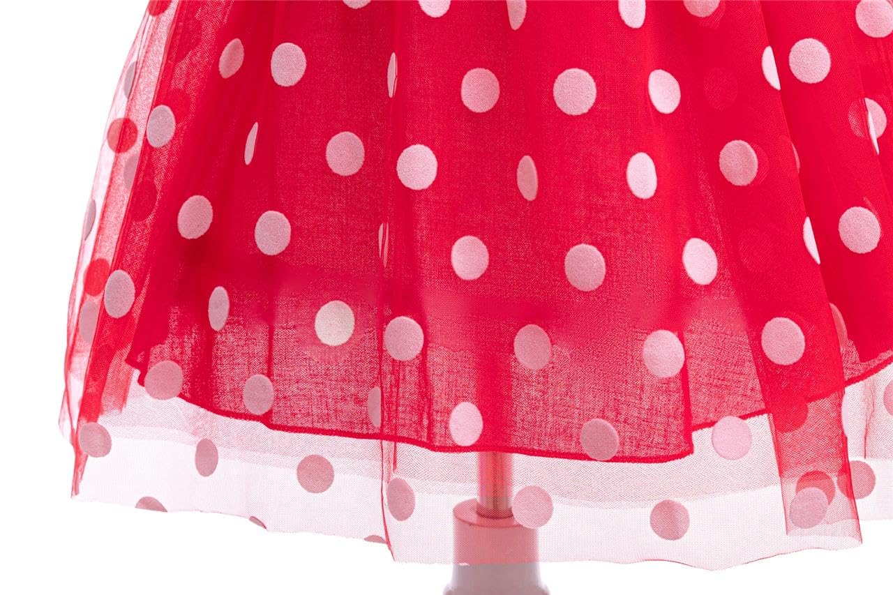 Lito Angels Deguisement Robe Princesse Mouse avec Oreilles de Souris Serre-tete pour Bebe Filles Taille 18-24 mois, Pois Rouges (étiquette en tissu 90)