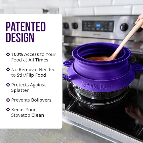 Miniatura 6 de SplatterDom - Protector contra salpicaduras para ollas y sartenes de 8 y 10 pulgadas (20 y 9.8 in), plegable, ajustable, reversible, apto para