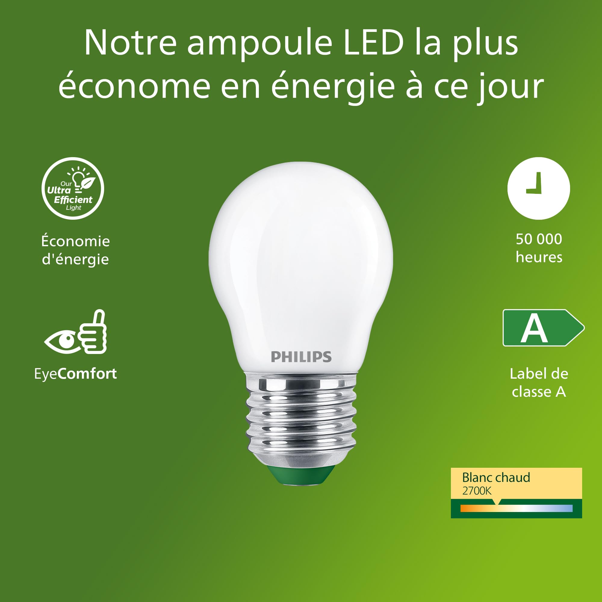 Image secondaire de Ampoule LED Philips UltraEfficient E27 60W Équivalent Blanc Chaud