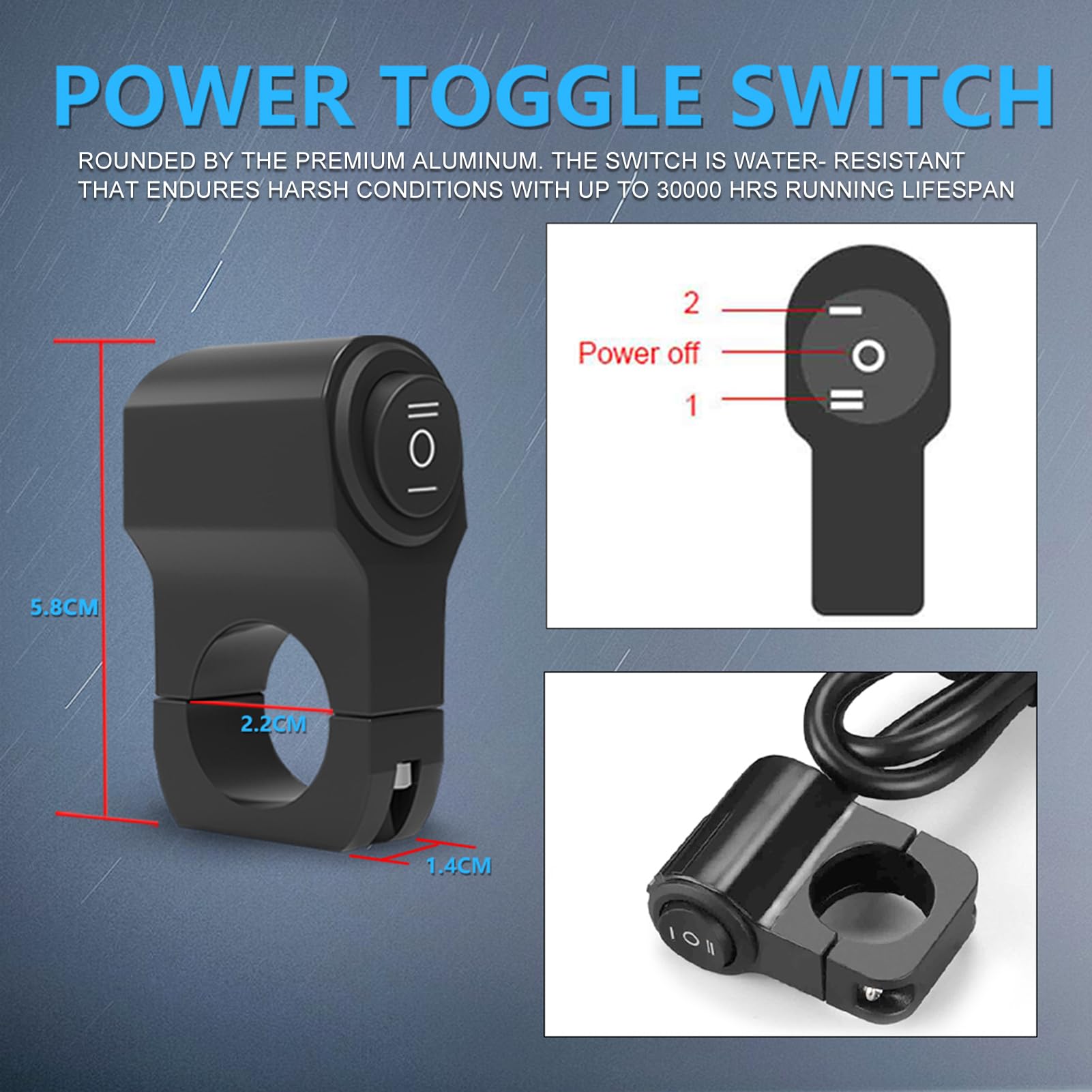 HUIOP Kit Cablaggio per Motocicletta,Kit Cablaggio Barra Luminosa a LED, 180W 3 Cavi 16 AWG LED Cablaggio Moto con relè 12V 40A e Interruttore di Controllo per Passare da Una modalità all'altra