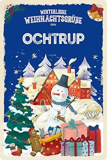 Ontrada Cartel de chapa, 18 x 12 cm, arqueado, saludos navideños, decoración de OCHTRUP