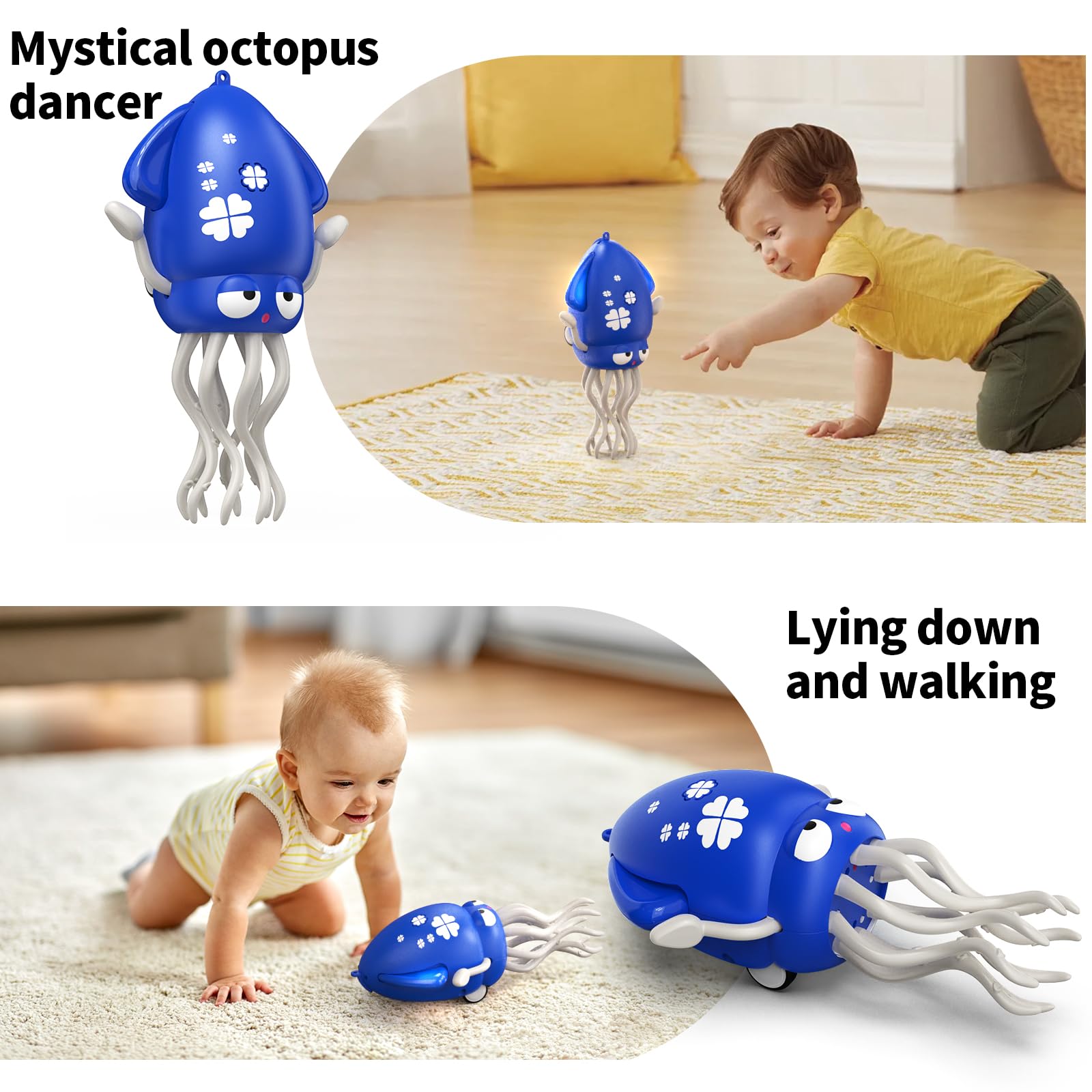 Smalody Smart Dancing Octopus Toy with LED Lights and Music, Rechargeable Interactive Baby Toys with Obstacle Avoidance - Image 3