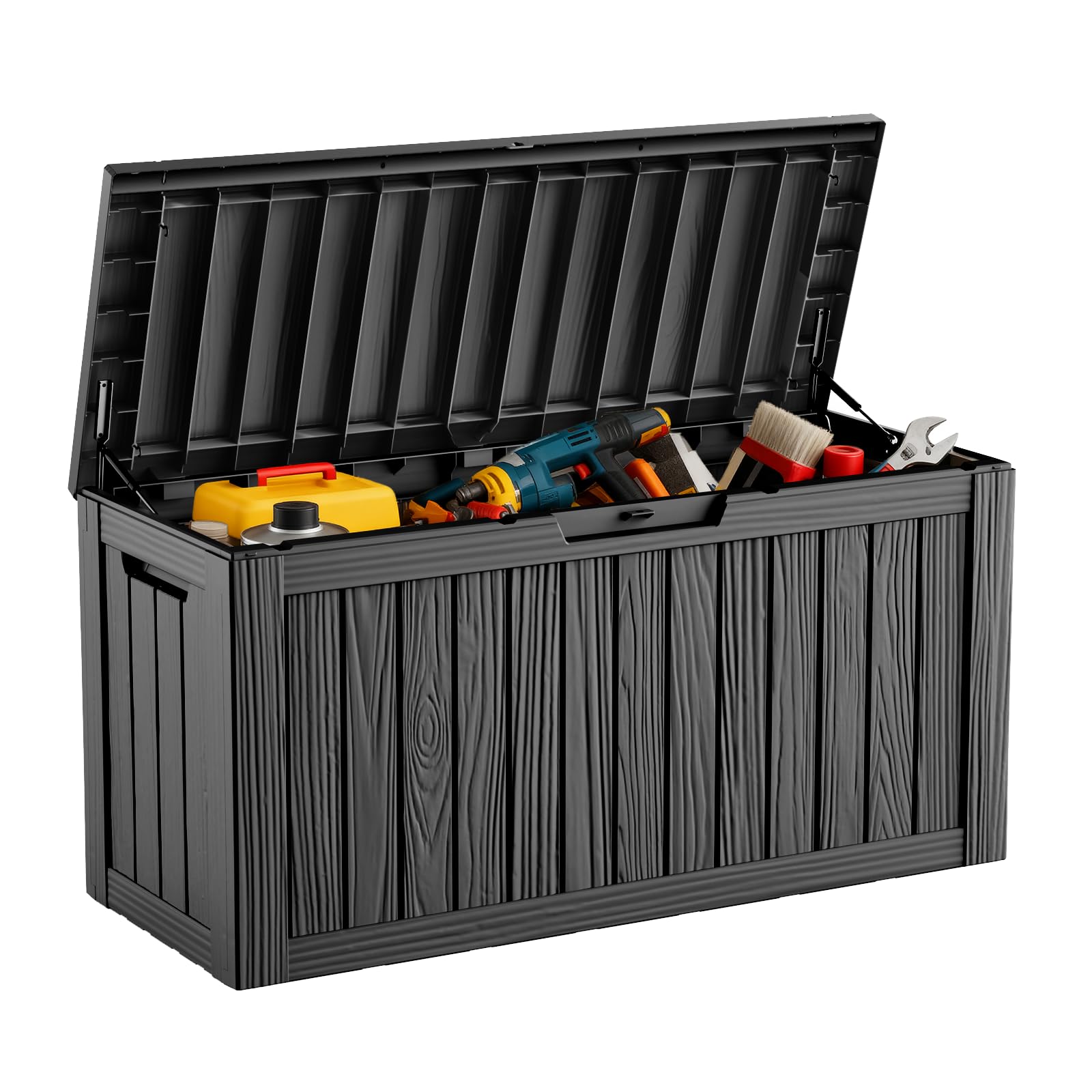 DRATO 80 Gallon Deck Box, Outdoor Storage Box for Patio Furniture, Patio Cushions, Gardening Tools, Pool Supplies 480lbs Weight Capacity,Waterproof Resin Storage Boxes