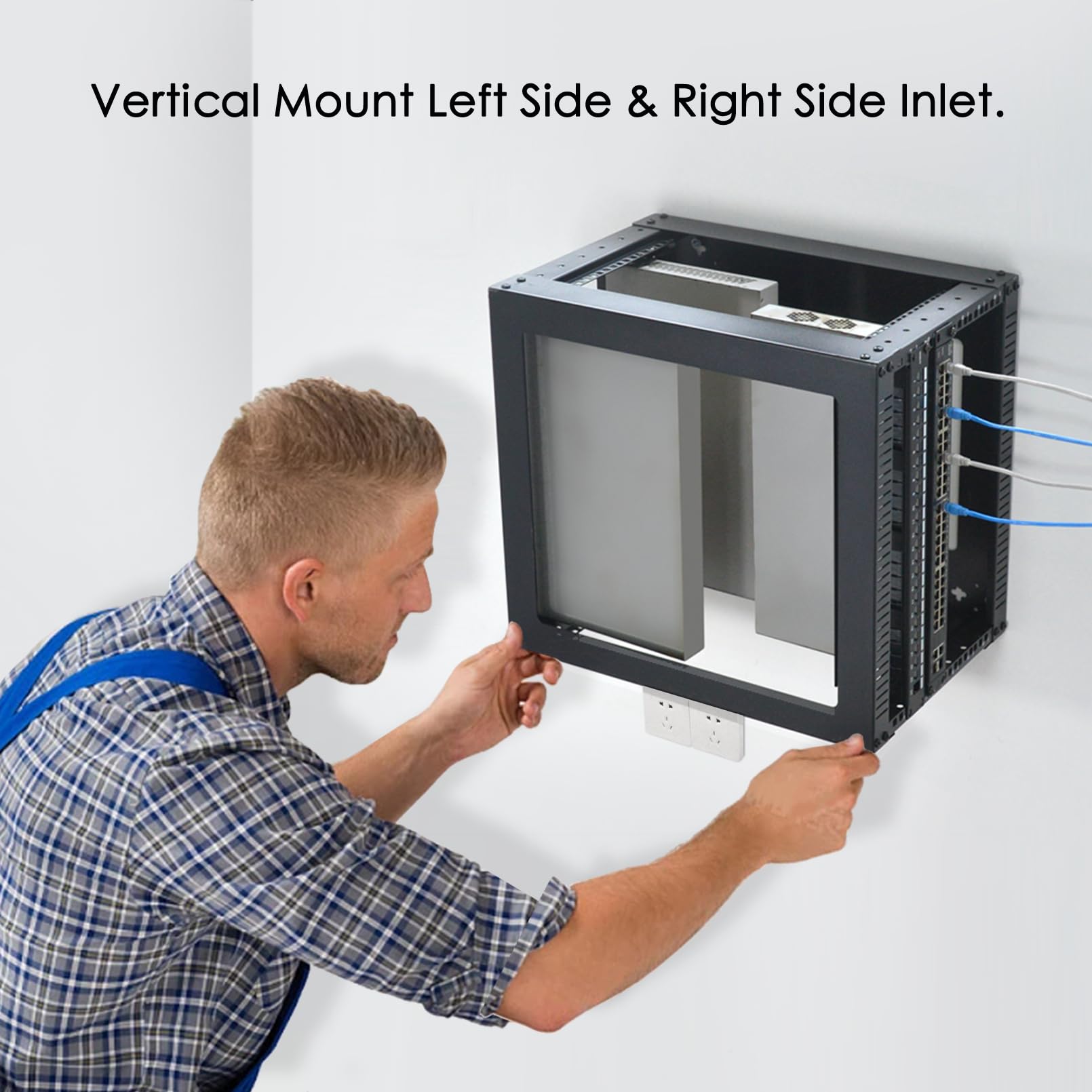 RIVECO Rack de parede vertical 9U 48.3 cm 4 Post Open Frame Rack