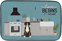 Vista 224 de Caroline's Treasures CK7824DDM - Tapete absorbente para secado de platos con diseño de bulldog inglés, rojo y blanco, para encimera de cocina, 14 x