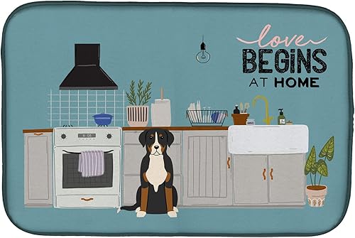 Miniatura 224 de Caroline's Treasures CK7824DDM - Tapete absorbente para secado de platos con diseño de bulldog inglés, rojo y blanco, para encimera de cocina, 14 x