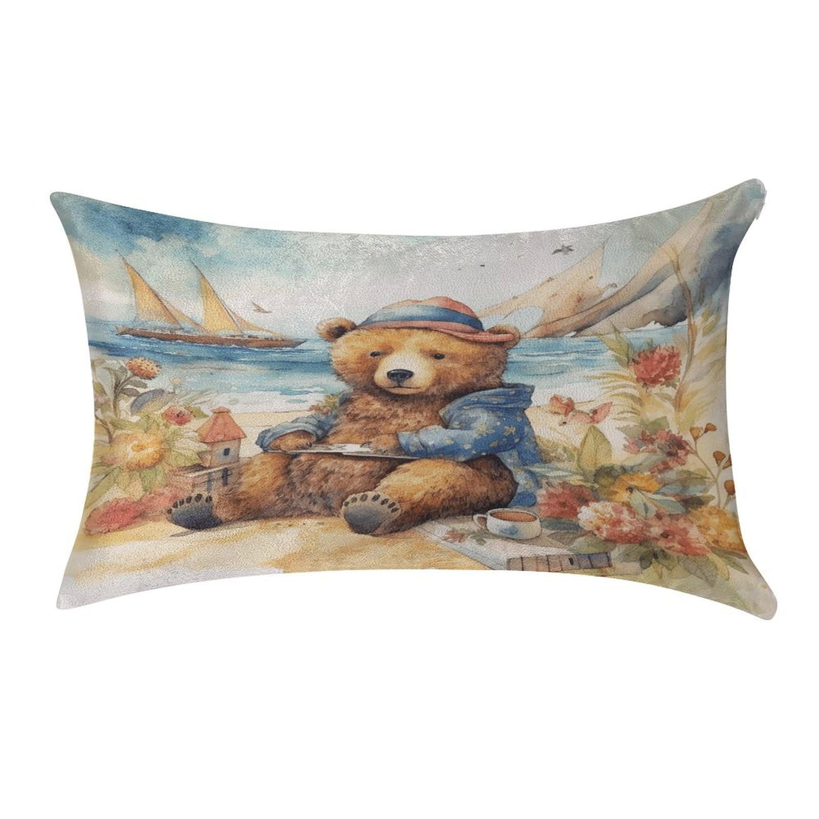 Btcowzrv Style A Bear On The Beach Pillow Cover Pillow Case Pillowcase