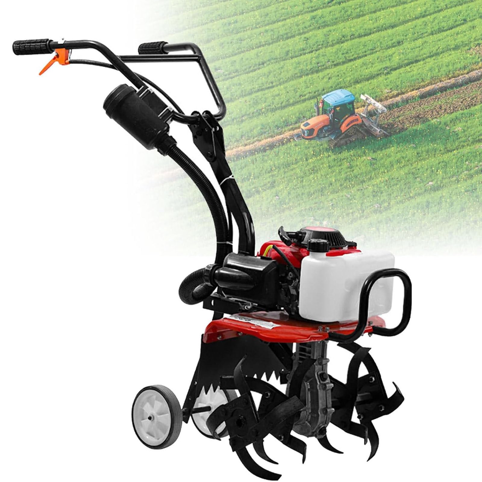 Motozappa 4 tempi 55cc,potenza 2.2KW,larghezza di lavoro 400mm,profondità di lavoro 200mm,per Orto Fioriera Lavorazione di Campi,Velocità di rotazione 10500 giri/min