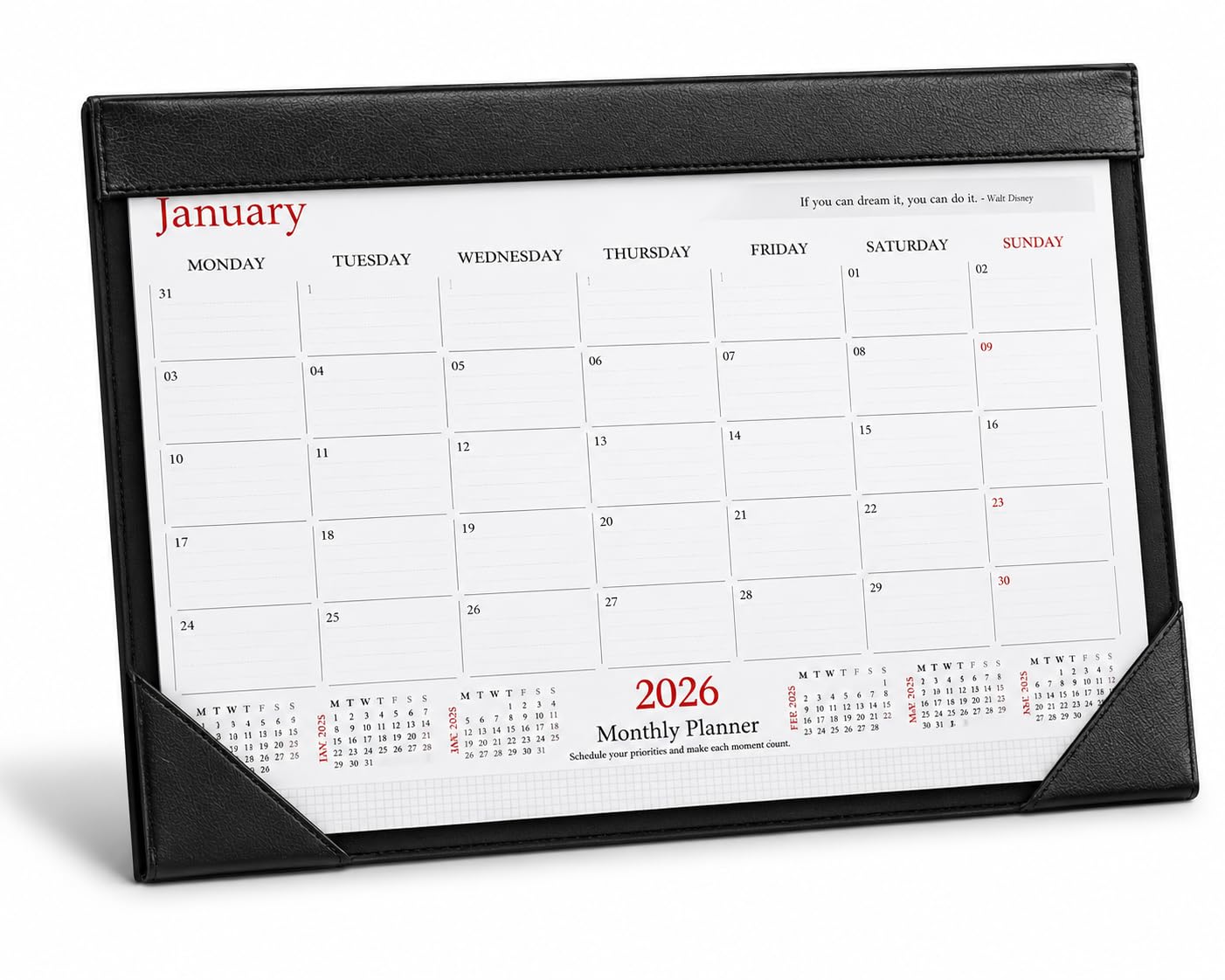 Panku Calendario da tavolo 2026 di ricambio per planner da tavolo, 12 mesi, gennaio 2026, dicembre 2026, 38,1 x 29,9 cm, agenda giornaliera per ufficio