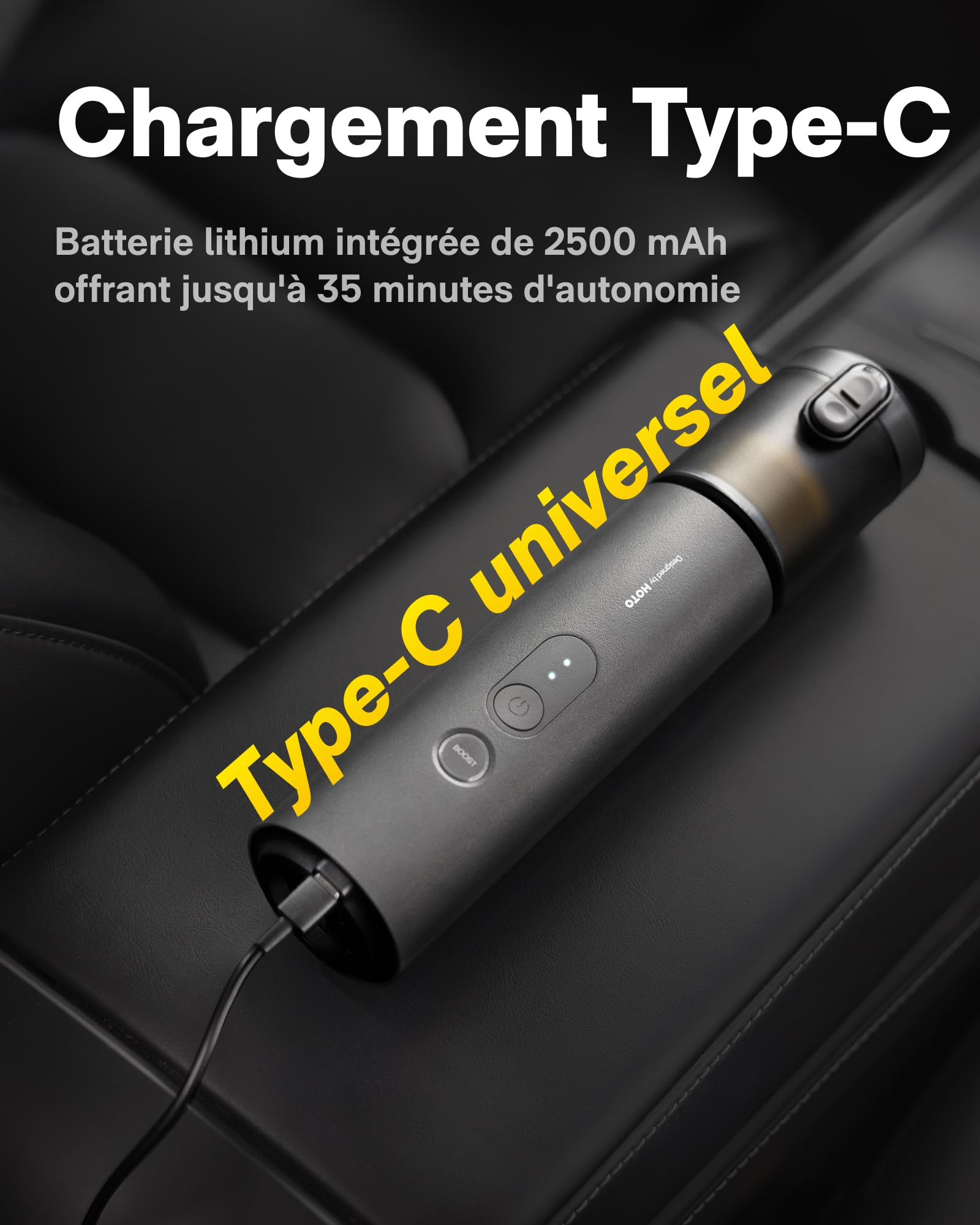 HOTO Aspirateur Voiture Puissant sans Fil, Aspirateur à Main 4 en 1 | Mini Aspirateur Sans Fil 20 000 Pa, Souffleur à Air Comprimé Électrique, Aspirateur de Voiture pour Bureau, Clavier, Maison