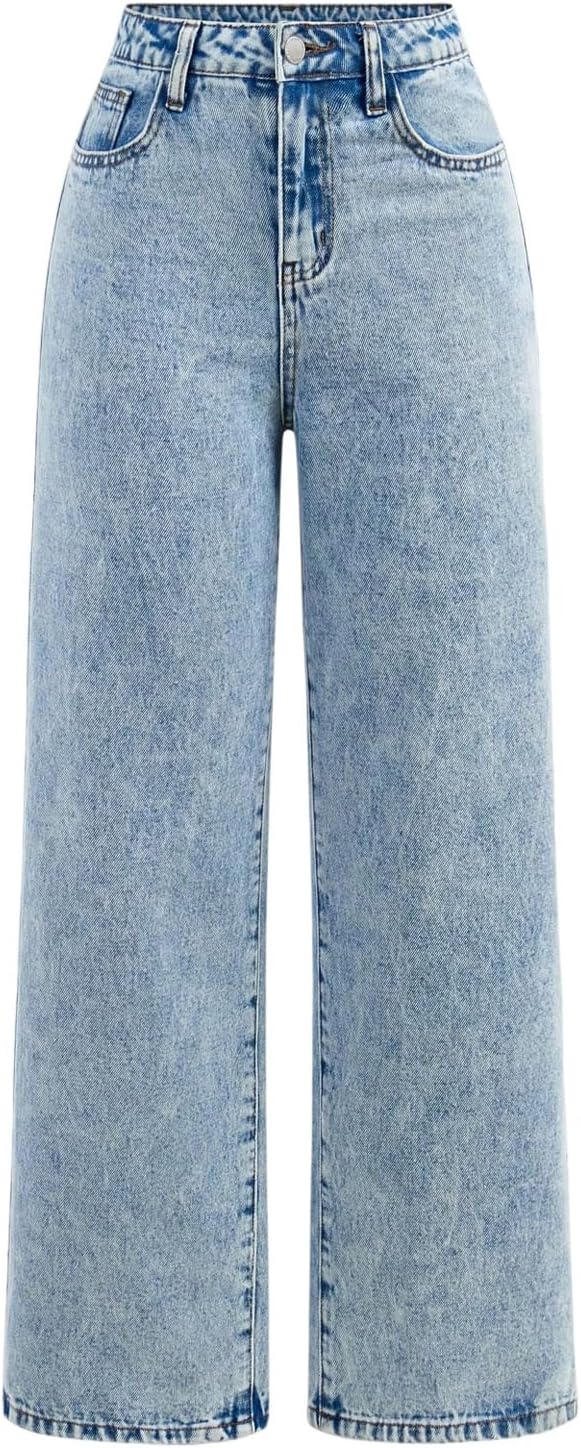 GORGLITTER Girl's Bow Jeans Cute Trendy Fashion Elastic Waist Denim Pants Straight Leg Trousers Bottoms with Pockets
