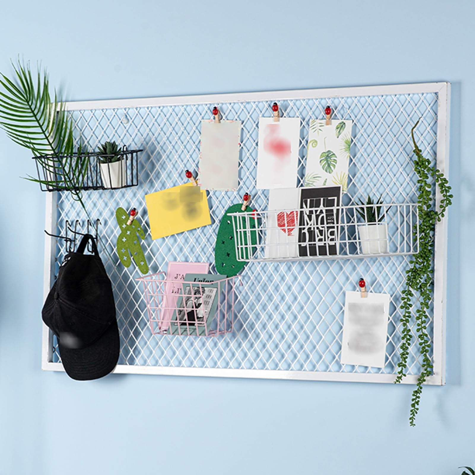 YJEUZCD Wall-Mounted Gridwall Panel Display Stand, Thicken Grid Wall Panels, Photo Wall Screen Divider, Craft Show Retail Display Racks (Color : White, Size : 39.4x23.6in)