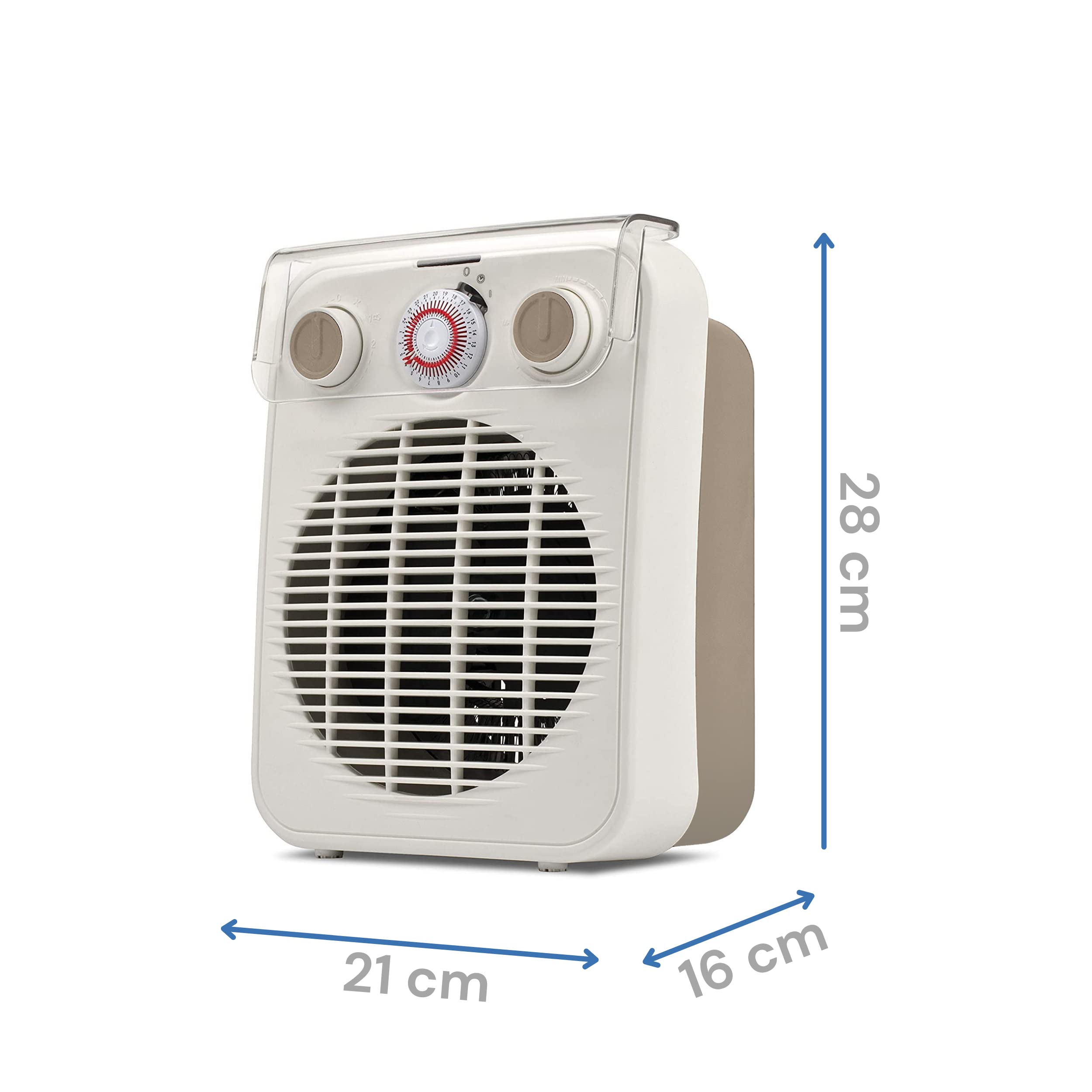 ARDES | AR4F10TI Termoventilatore a Filo CHRONOS, Stufetta Riscaldante 2 Potenze Eco/comfort, Termostato Temperatura Ambiente, Stufetta Scaldino Portatile con Timer 24H e Sicuro Contro I Liquidi