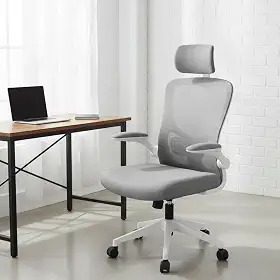 Cadeira de Escritório Ergonômica Hyatto Flow Presidente Giratória com Encosto Reclinável 90°-135°, Apoio de Cabeça Ajustável, Braços Dobráveis e Ajuste de Altura a Gás até 120kg HYATTO OFFICE