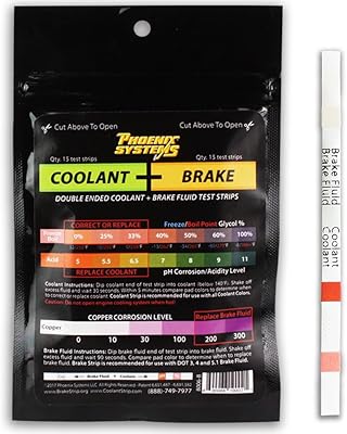 Phoenix Systems 8006-B Double-Ended Brake Fluid  Coolant Test Strips 15 foil wrapped test strips, 1 Pack