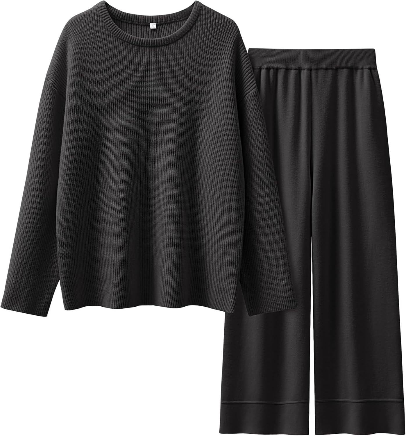 ANRABESS Womens Two Piece Outfits Sweater Lounge Sets Pullover Wide Leg Matching Sets Casual Loose Fall Clothes 2024