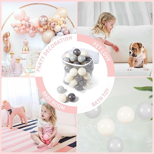 Miniatura 6 de TRENDPLAY Pelotas de 2.75 pulgadas, sin BPA y no tóxicas, estimulan los sentidos y fomentan el desarrollo cognitivo, blanco crema + gris oscuro +