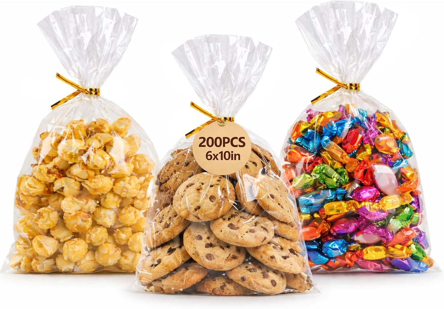 WIKDAY Cellophane Treat Bags with Ties 6×10 Inches 200 PCS Clear Plastic Gift Bags for Party Favor, Candy, Snack, Gift Giving, Packaging Products
