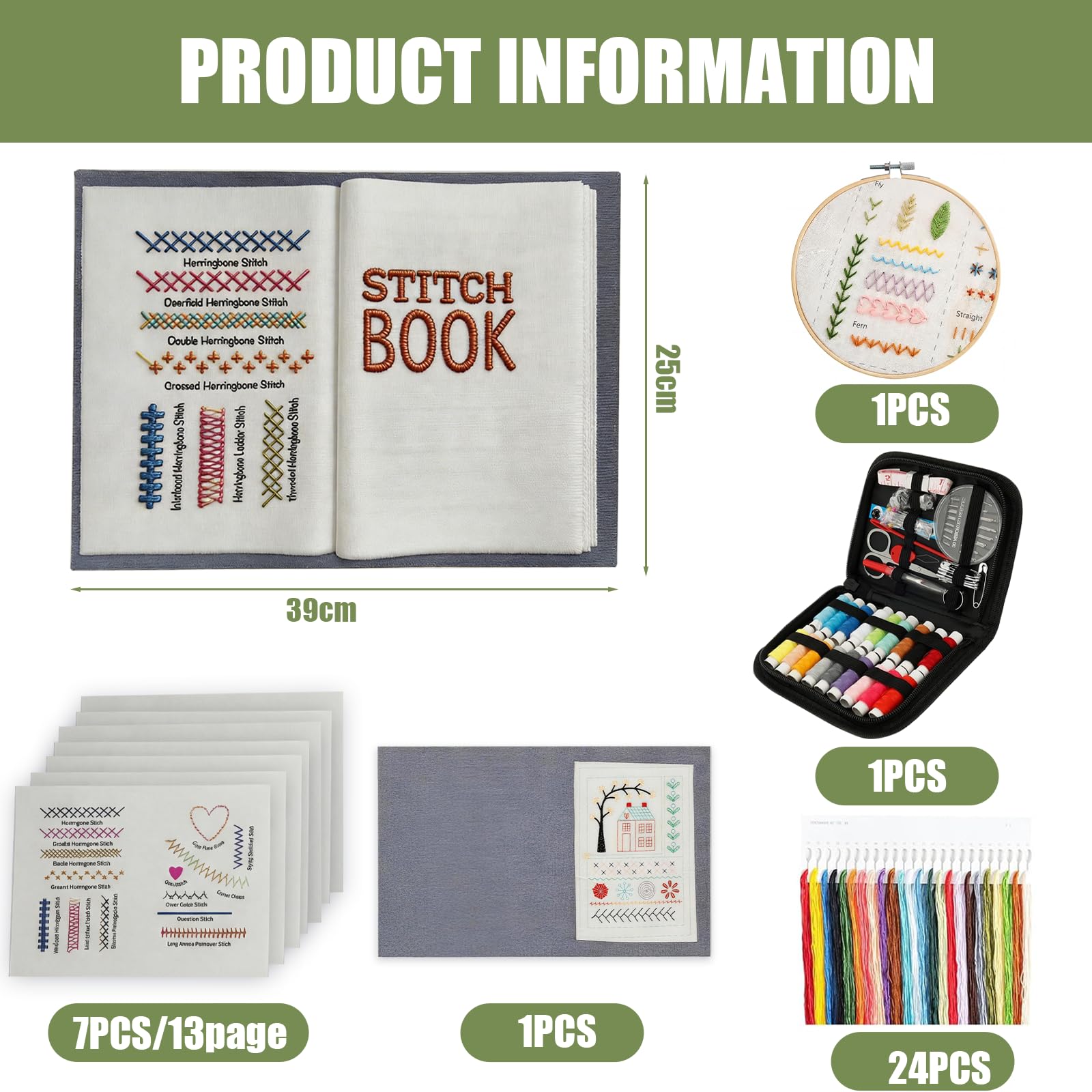 MinXin Embroidery Stitch Book, 2026 Nuovo Embroidery Kit, Kit Ricamo con 143 Modelli, DIY Libro Ricamo, Set di Ricamo per Adulti Principianti e Appassionati di Artigianato