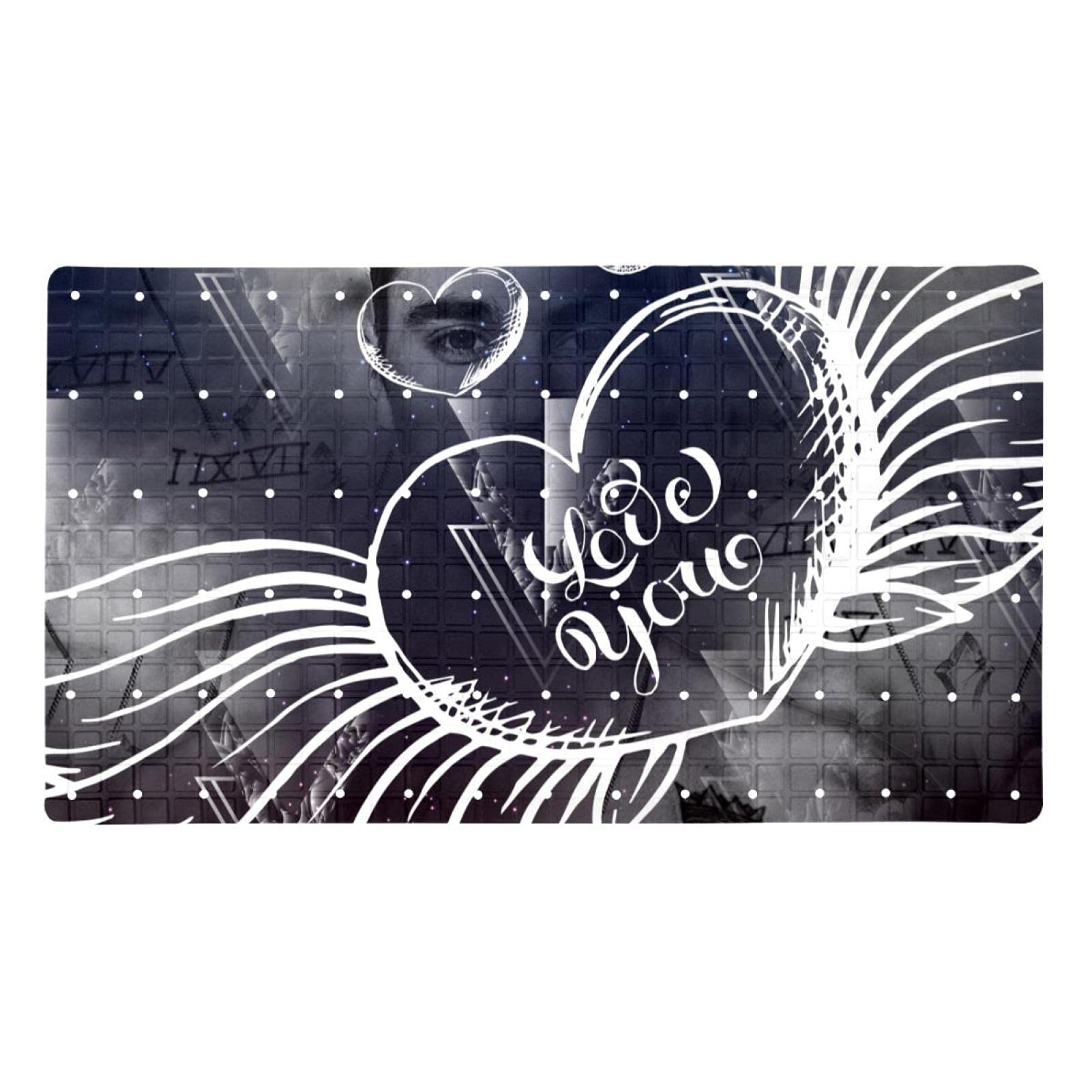 Alfombrilla de baño con ventosas antideslizante para bañera diseño Love You Galaxy Heart 40x71cm