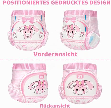 LittleForBig 5500-5800 ml Adult Printed Nappies Pack of 10 - Baby Usagi (L)