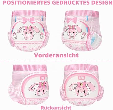 LittleForBig 5500-5800 ml Adult Printed Nappies Pack of 10 - Baby Usagi (L)