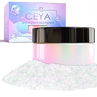 Vista 18 de Ceya Polvo de Mica de Interferencia, 50g/1.8oz Polvo de Uñas Cromado Blanco Hielo, Pigmento de Efecto Perlescente de Cambio de Color de Grado