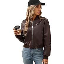 LY VAREY LIN Womens Faux Leather Varsity Jacket Biker Baseball Streetwear Casual Coat
