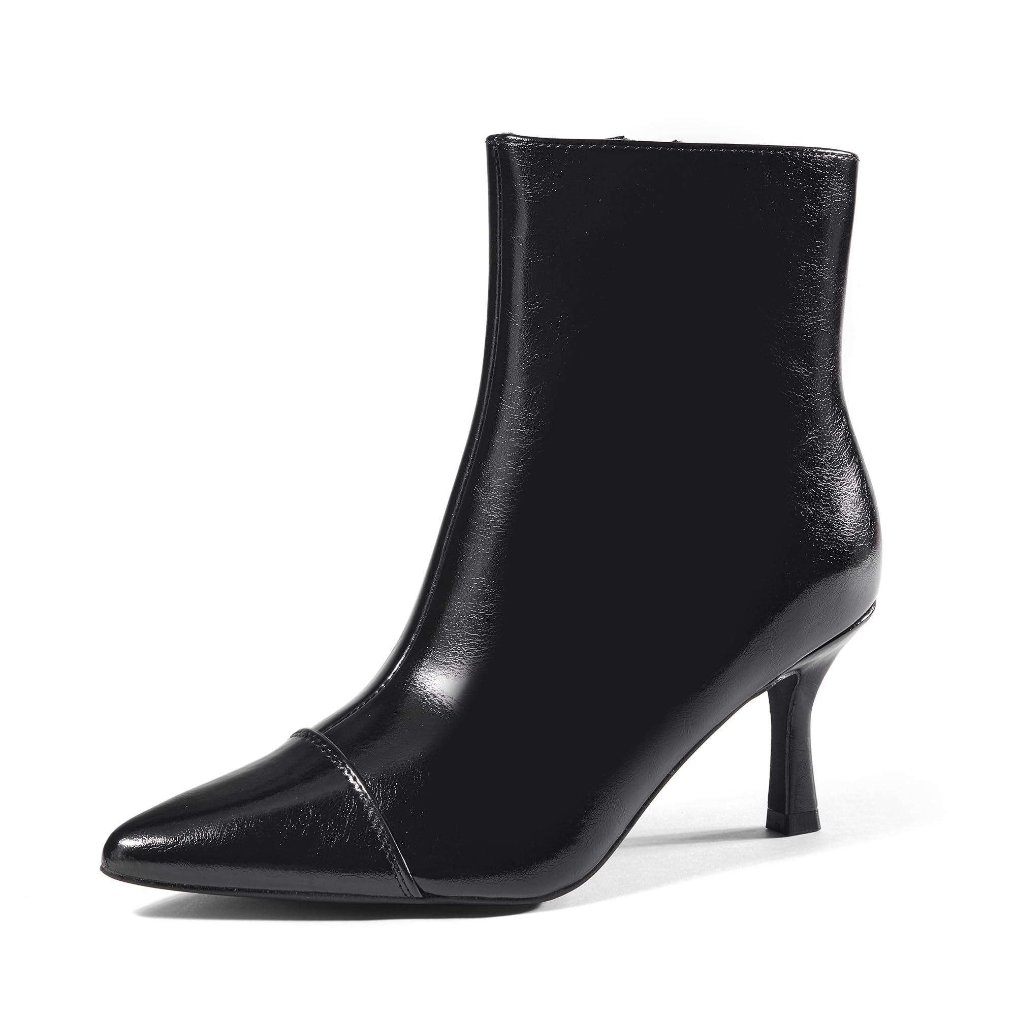 Elisabet Tang Ankle Boots Booties for Women Pointed Toe 3 Inches Heel Dress Comfy with Side Zipper Mide