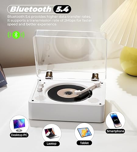 Miniatura 7 de Vangoa Reproductor de CD para el hogar pequeño con altavoces de alta fidelidad, reproductor de CD recargable portátil doble conector de auriculares