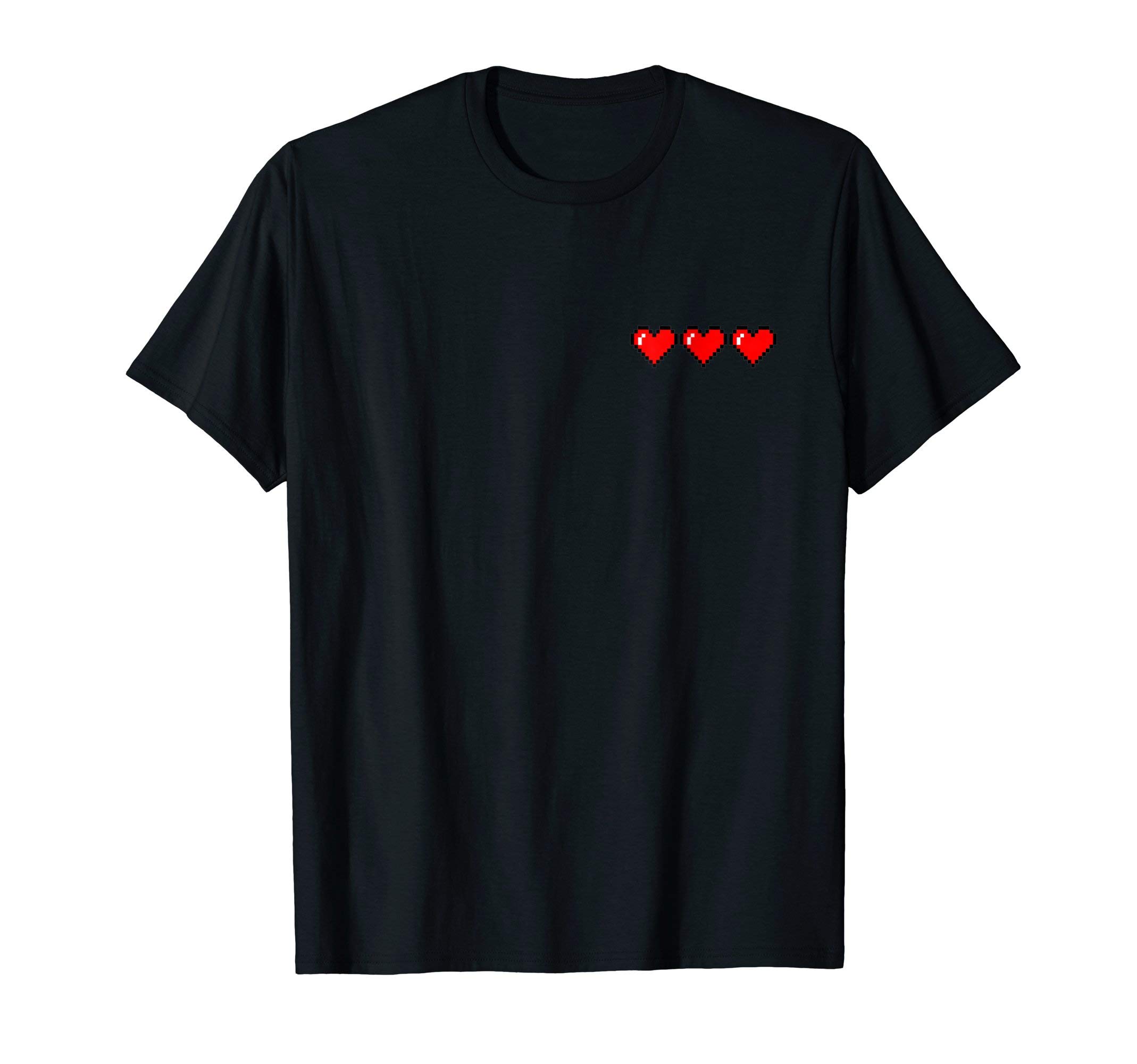 Pocket Pixel Heart Three Extra Life Gamer 3 Red Heart Pixel T-ShirtOEKO-TEX STANDARD 100