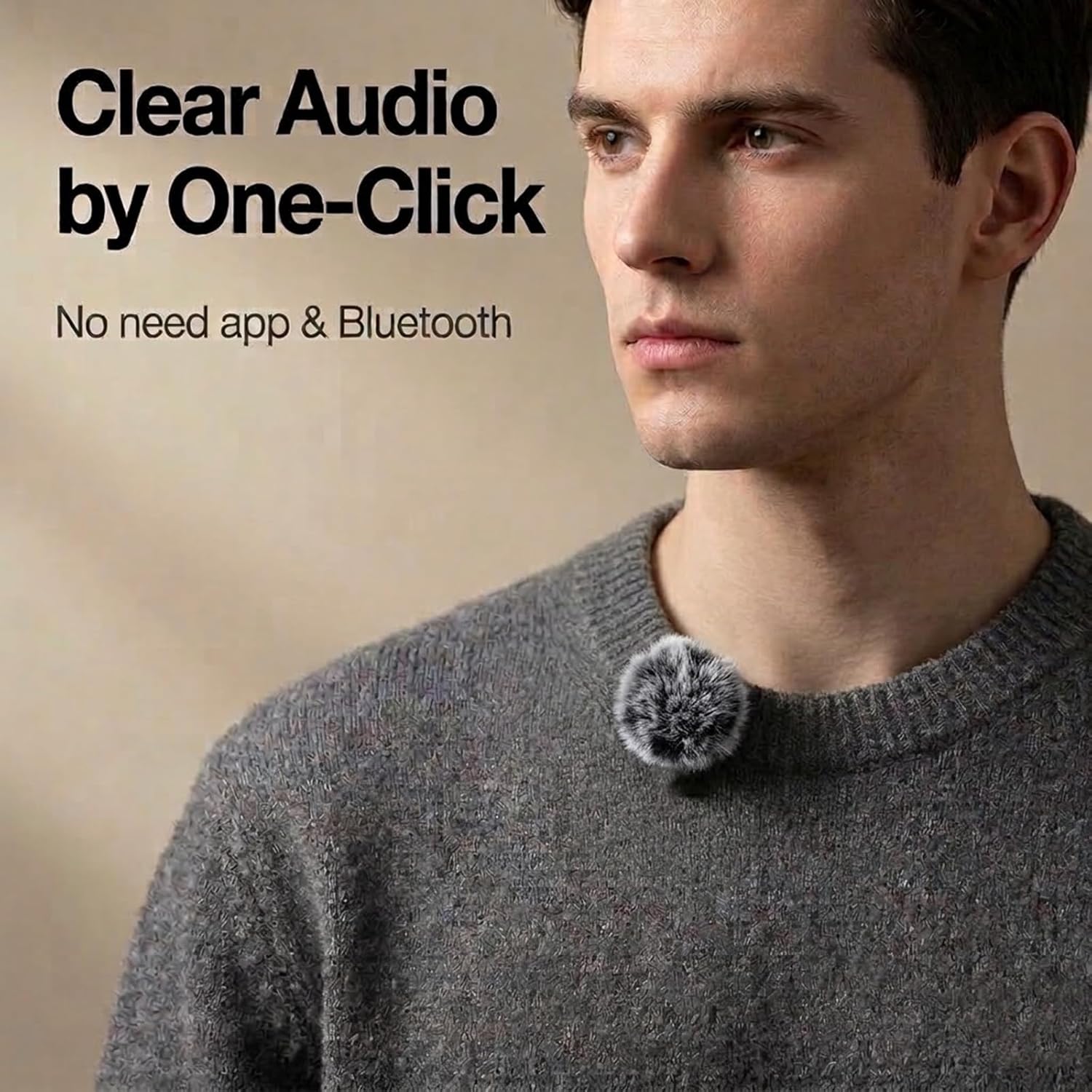 2 Pack Wireless Lavalier Microphone for iPhone 15, Android, USB C, ipad with Adapter Included, Noise Cancellation Mini Lapel Mic for Tiktok YouTube, Recording, Vlog, Facebook Live Streaming (Cream)