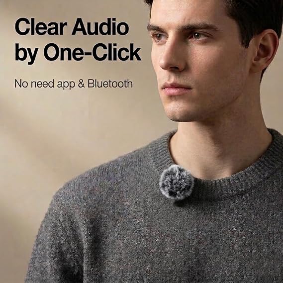 Caiord Wireless Lavalier Microphone for iPhone Android, Content Creator