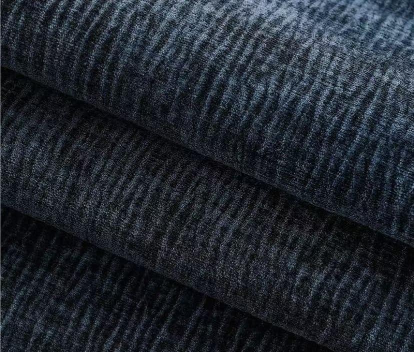 Tissu chenille bleu marine épais pour rénover un canapé usé 145 cm