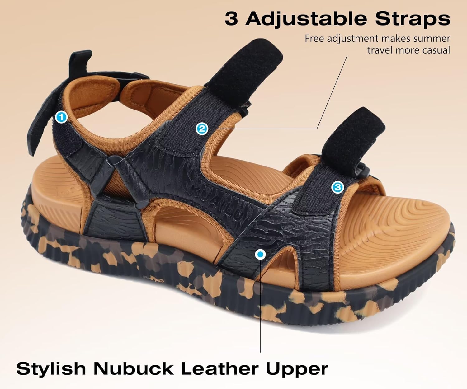 KuaiLu Men’s Orthotic Sandals Comfortable Arch Support Foam Cushion Hiking Walking Sandles Fashion Camouflage Adjustable Sport Recovery Athletic Shoes For Man Urban Outdoor - Image 3