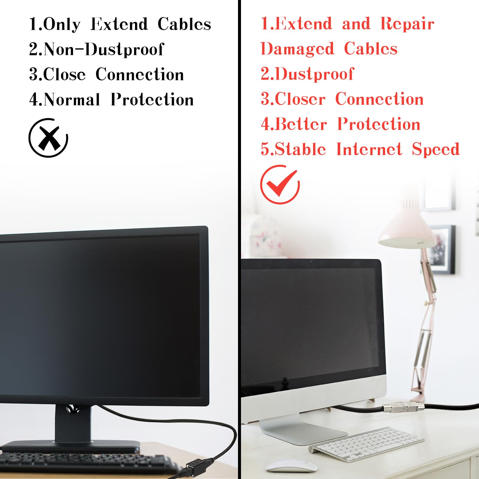 connettore songyea 4×RJ45, connettore per cavo di rete senza attrezzi, spina RJ45 CAT5e, CAT6, CAT7 cavo di installazione Cavo di installazione Ethernet, distributore di rete