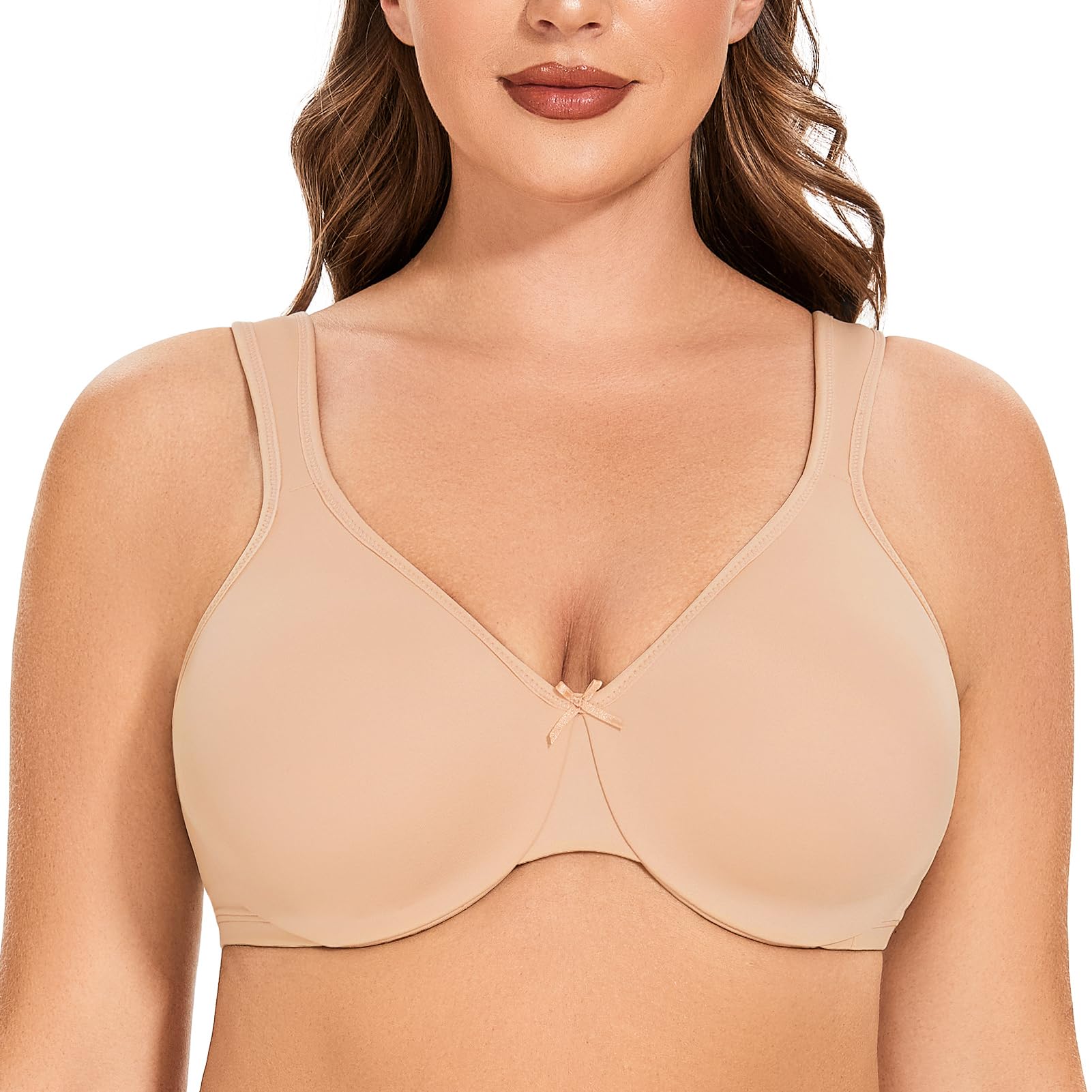 MELENECA Women's Minimizer Seamless Unlined Comfortable Plus Size Underwire Bra