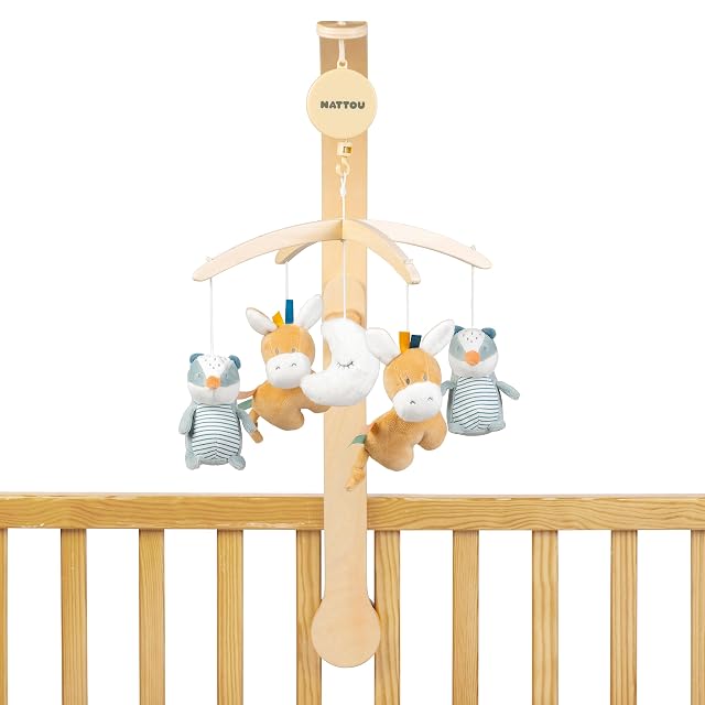 Nattou Wooden Musical Mobile, 50 cm, Dark Warm Beige