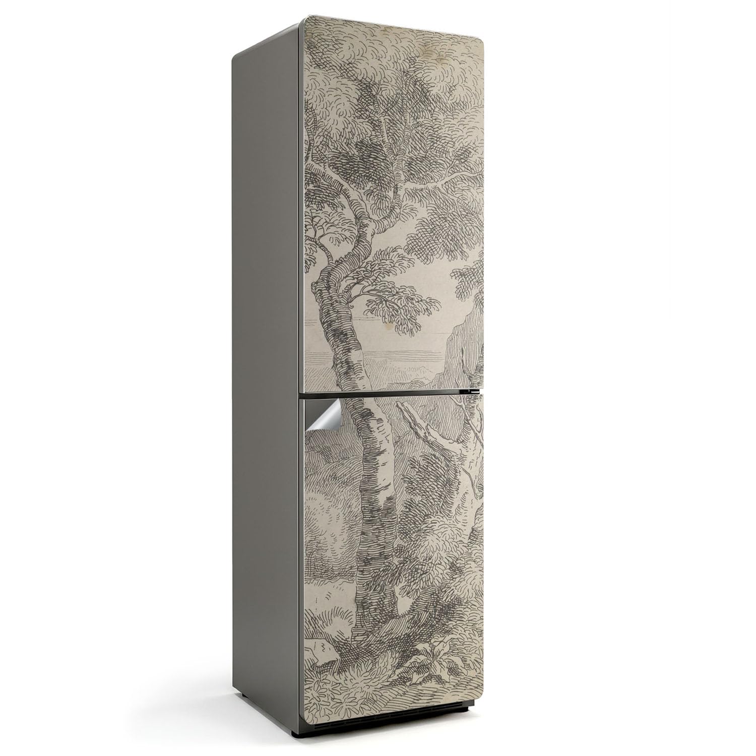 Sticker frigo haute qualité décoration cuisine croquis arbre