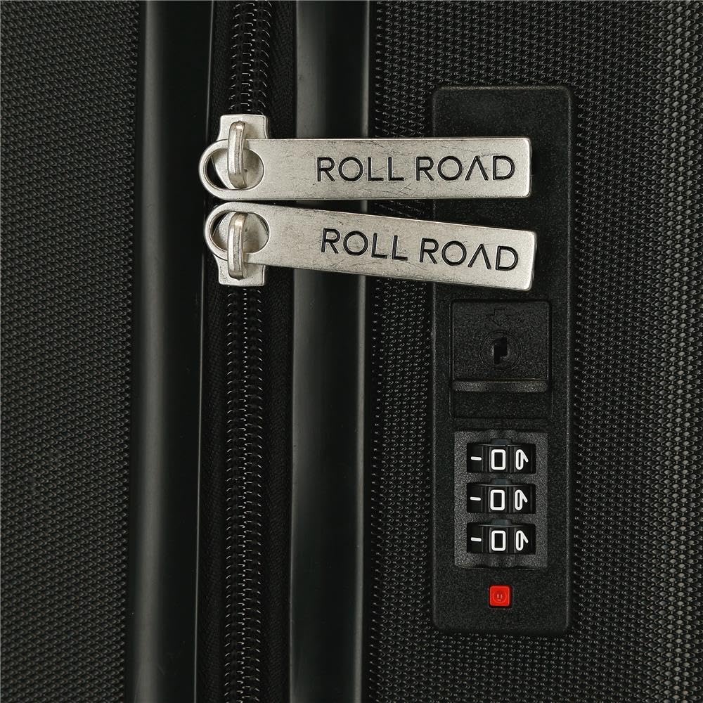 Joumma Roll Road Formentera Maleta de Cabina Negro 38x55x20 cm Rígida ABS Candado combinación Integrado 35L 2,6kg 4 Ruedas Dobles Equipaje de Mano